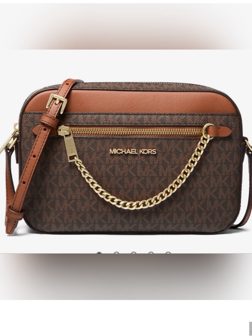 NWT Michael Kors Jet Set Large Logo Crossbody Bag Brown